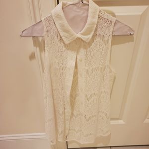 Lace Collared Tank Button Up